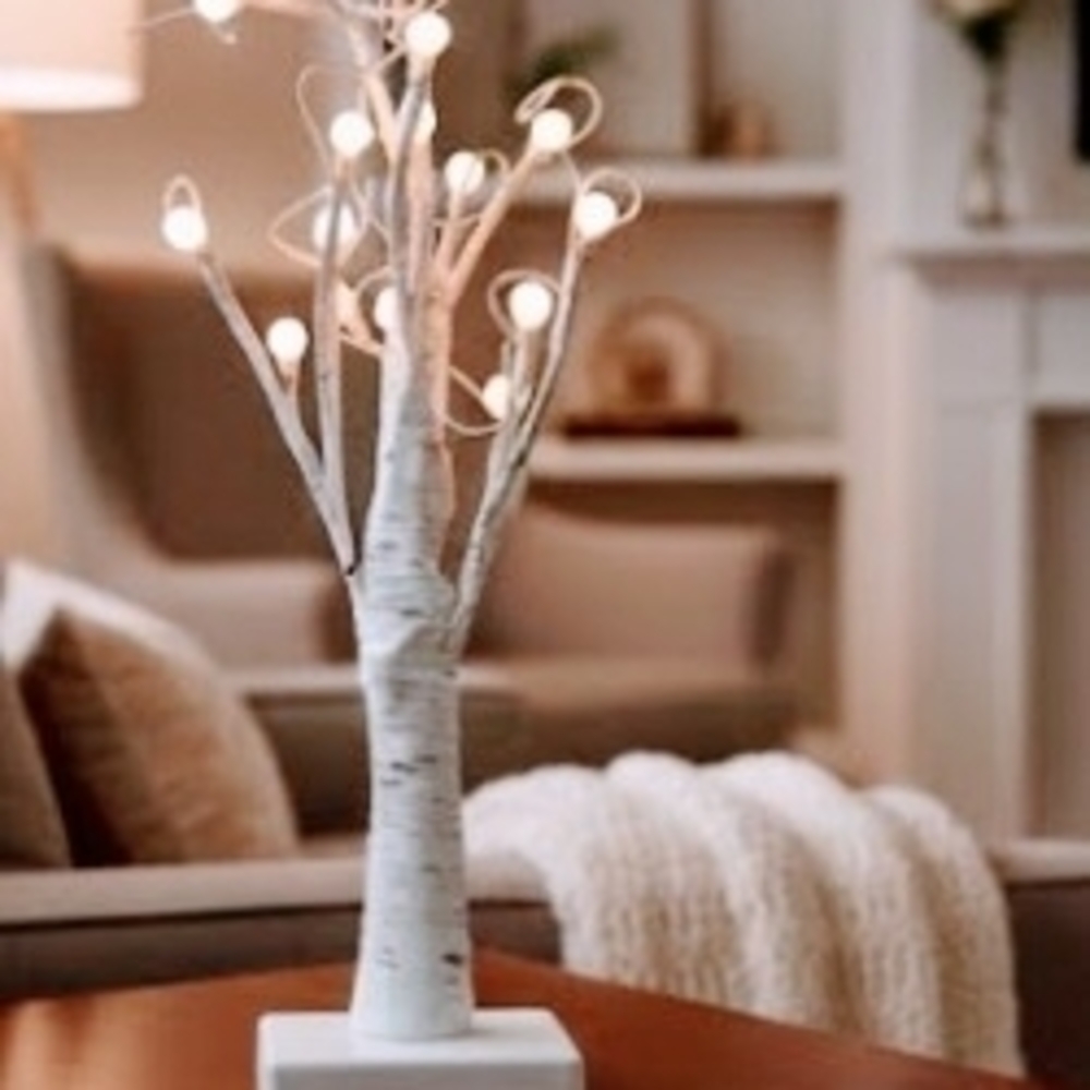 Elegant White Birch LED Tree Lamp New Without Tags. 1 in Stock!